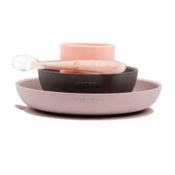 Nattou Lasten Silikoninen Astiasto Dusty Pink